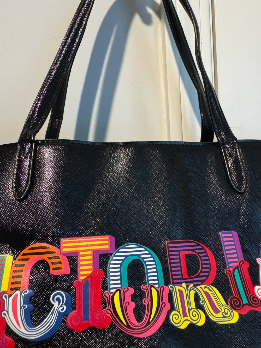 Victoria's Secret Black Tote with Colorful Logo